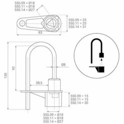 LEITER EXPERTEN - MATISERE Vorhängeschloss: Dreikantschraube 11mm / Ø18 / A=15 / B=25 - 550.11 -Leitern Verkaufsladen 9752325 3