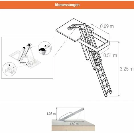 LEITER EXPERTEN - MATISERE Dachbodenleiter 2-teilig -Geschosshöhe 3.25m - 306340 2 LEITER EXPERTEN - MATISERE Dachbodenleiter 2-teilig -Geschosshöhe 3.25m - 306340 – Bild 2