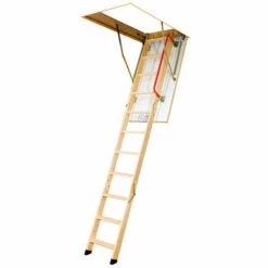 LEITER EXPERTEN Holz Dachbodentreppe Mehrteilig Mit Einem Handlauf Für Eine Maximale Lichte Raumhöhe Von 2,80m, Deckenöffnung 60 X 111cm - LWK60111-2
