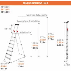 HAILO Stehleiter 3 Stufen - Maximale Arbeitshöhe 2.35m - 8813-001 -Leitern Verkaufsladen 9752780 3