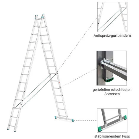 LEITER EXPERTEN - MATISERE Alu Mehrzweckleiter 4m - 2-teilig Und Selbsttragend, 2x14 - 7514 5 LEITER EXPERTEN - MATISERE Alu Mehrzweckleiter 4m - 2-teilig Und Selbsttragend, 2x14 - 7514 – Bild 5